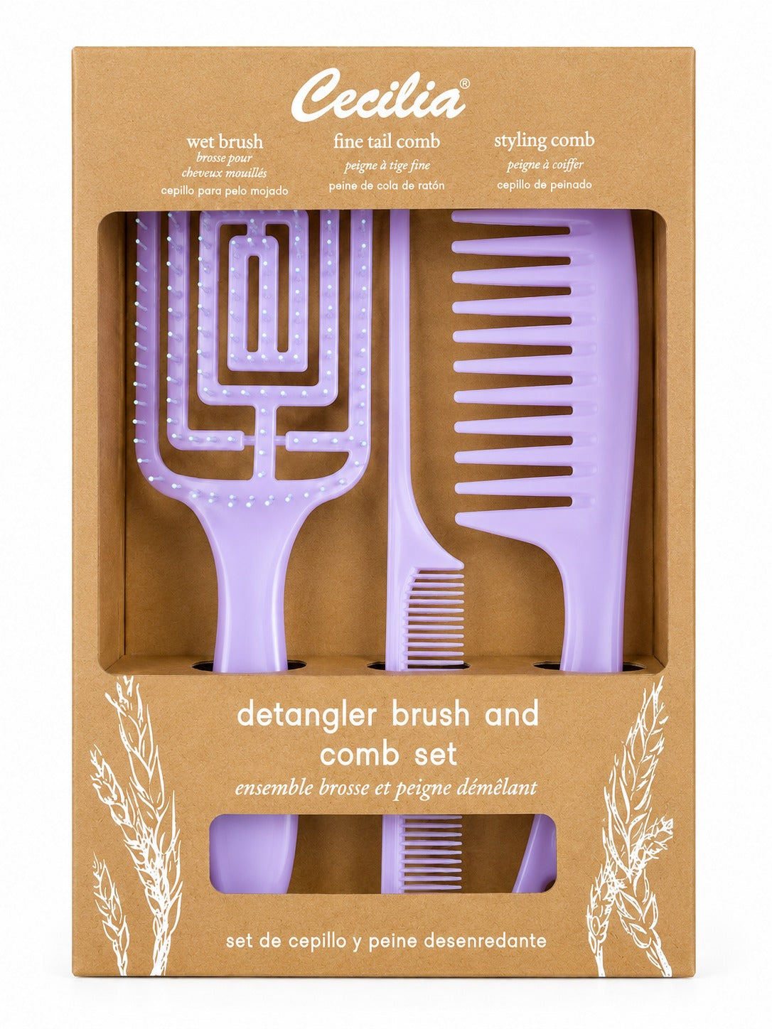 CECILIA - COFFRET BROSSES WET 3 PIECES TZ-802-3PCS MAUVE
