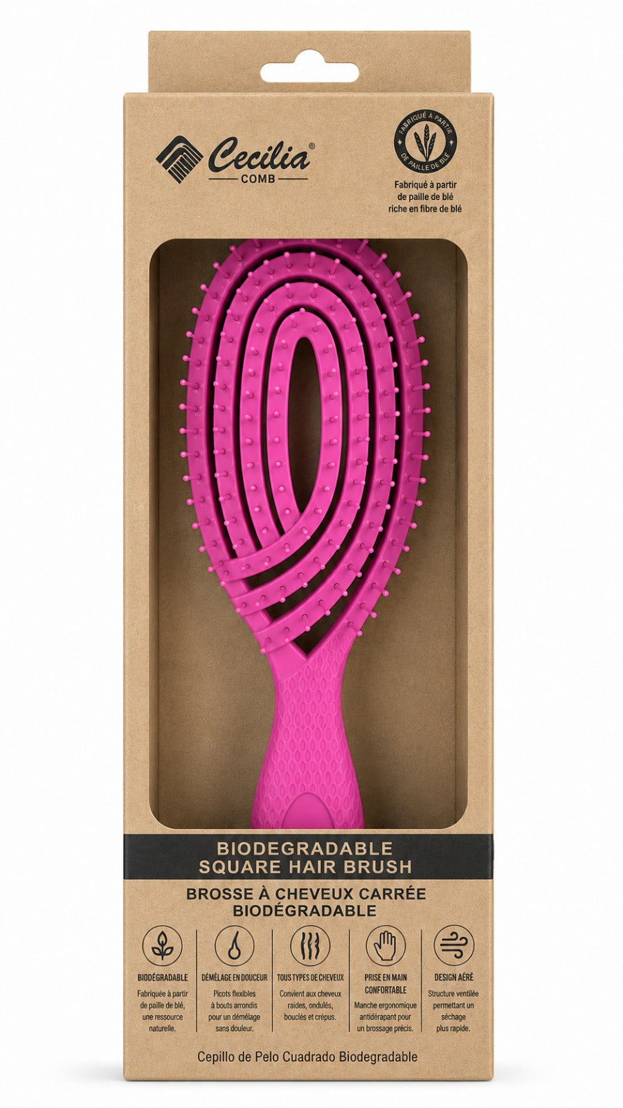 CECILIA - BROSSE CHEVEUX DETANGLER OVALE ROSE HH2394