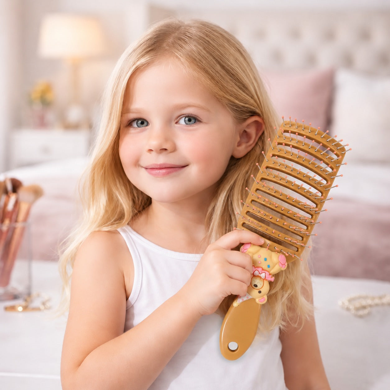 CECILIA - BROSSE CHEVEUX ENFANT CARRE MARRON 2133
